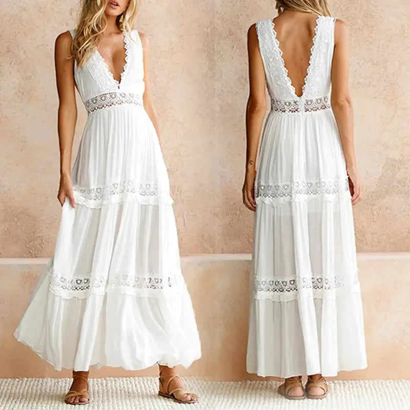 ROBE DÉBARDEUR EN DENTELLE AVEC DÉCOLLEMENT EN V