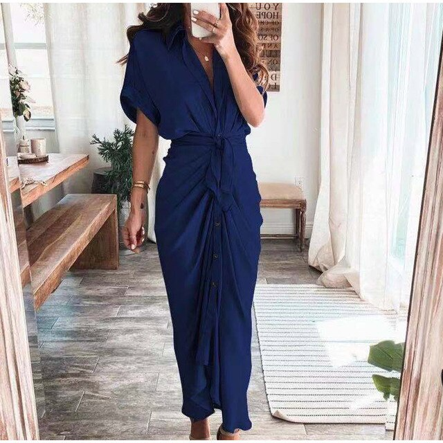 ROBE CHEMISE DE COULEUR UNIE