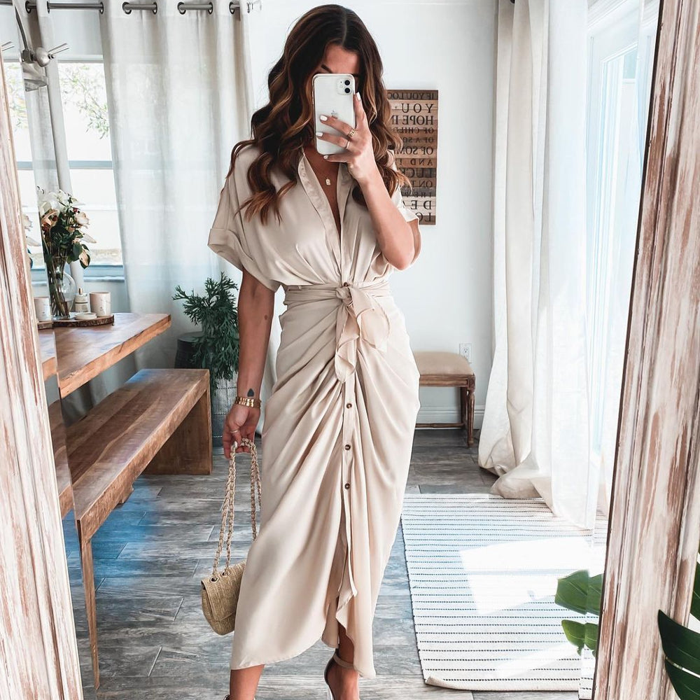ROBE CHEMISE DE COULEUR UNIE