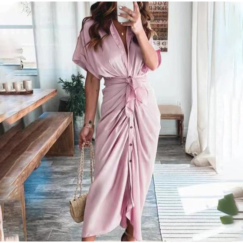 ROBE CHEMISE DE COULEUR UNIE