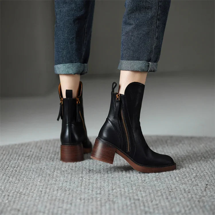 COMFORT LEATER ANKLE BOOTS