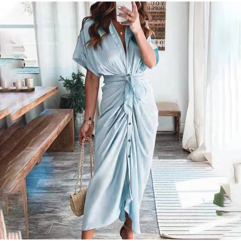ROBE CHEMISE DE COULEUR UNIE