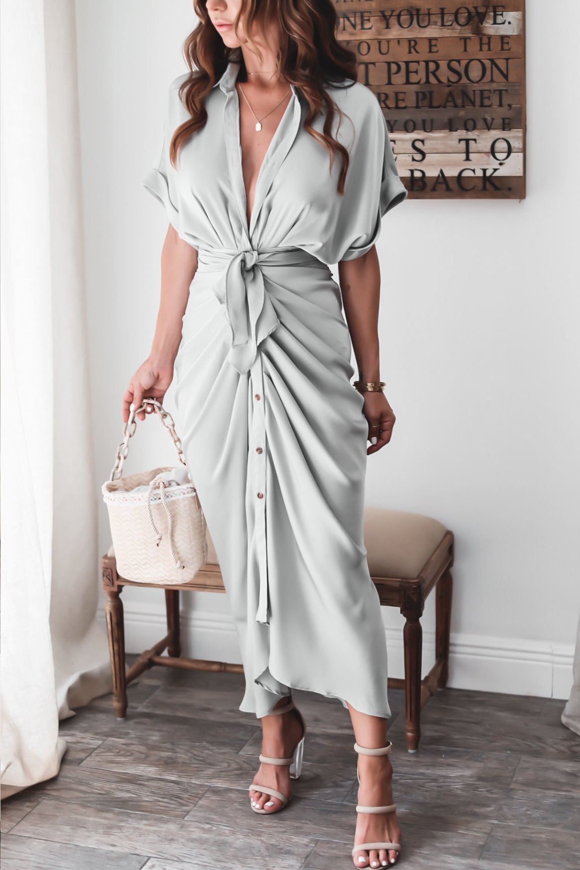 ROBE CHEMISE DE COULEUR UNIE