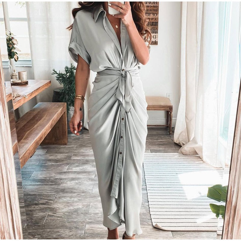 ROBE CHEMISE DE COULEUR UNIE