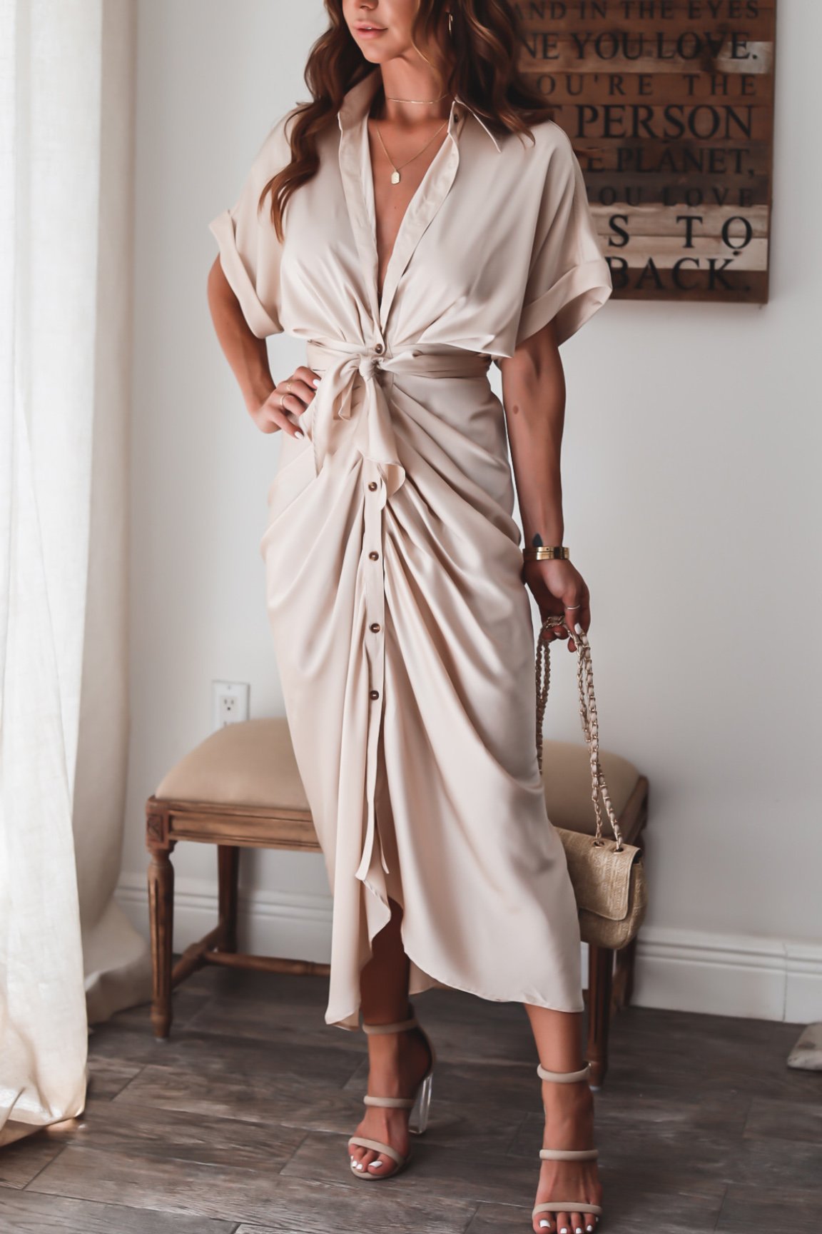 ROBE CHEMISE DE COULEUR UNIE