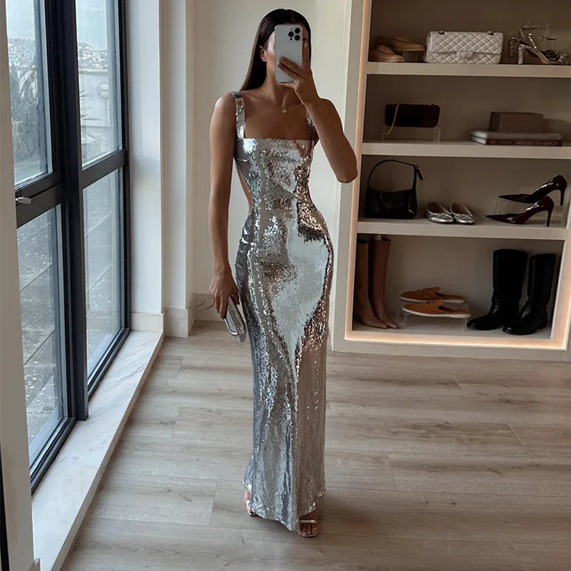 ROBE MAXI ARGENTÉE DREAM