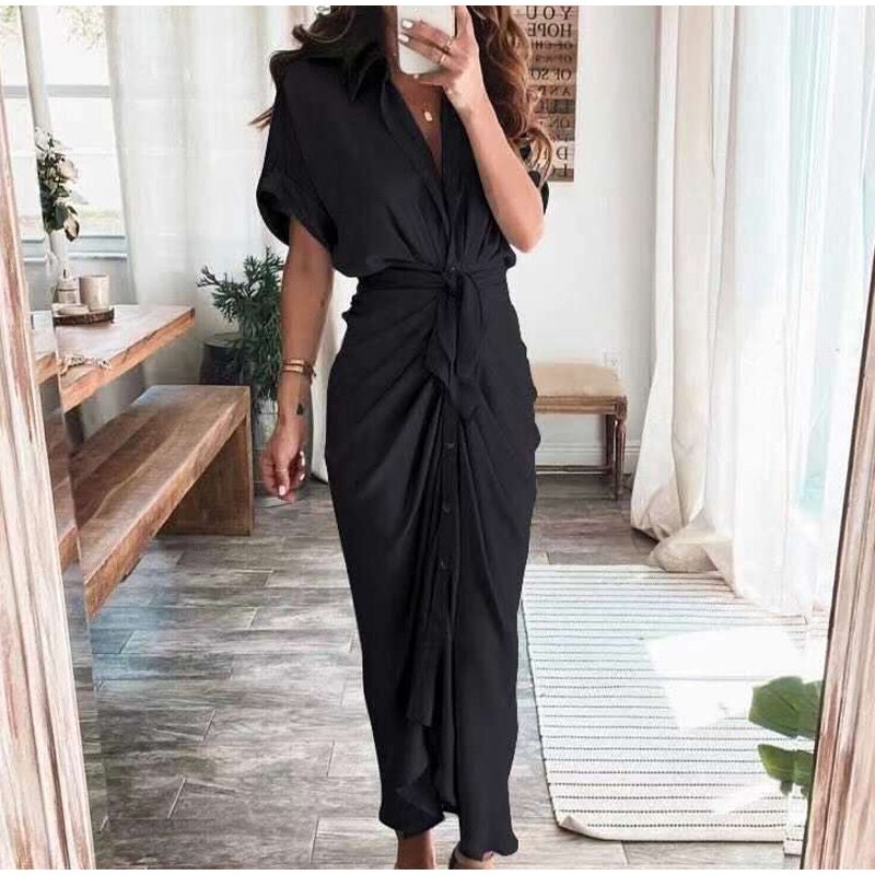 ROBE CHEMISE DE COULEUR UNIE