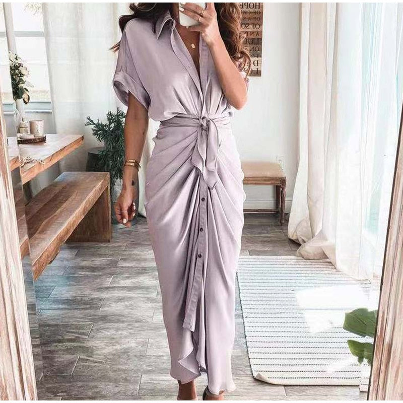 ROBE CHEMISE DE COULEUR UNIE
