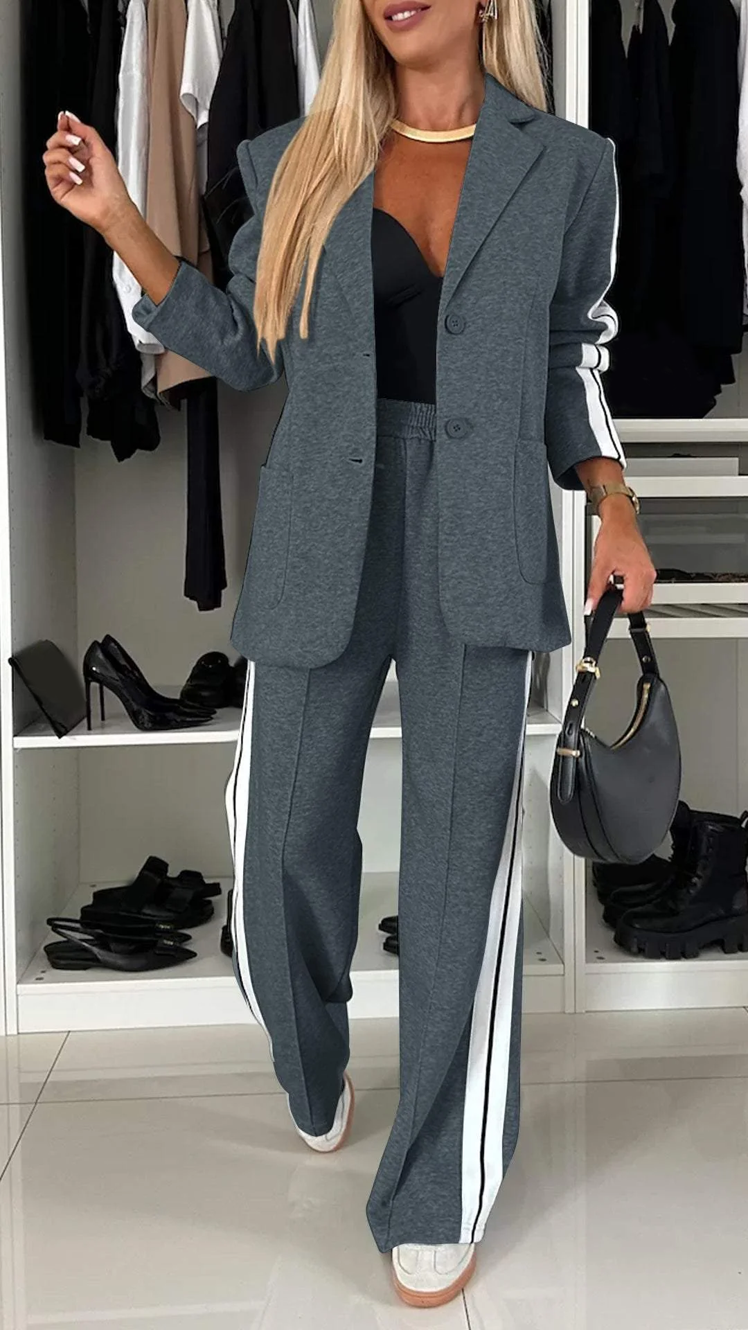 COSTUME DÉCONTRACTÉ À MANCHES LONGUES POUR FEMME