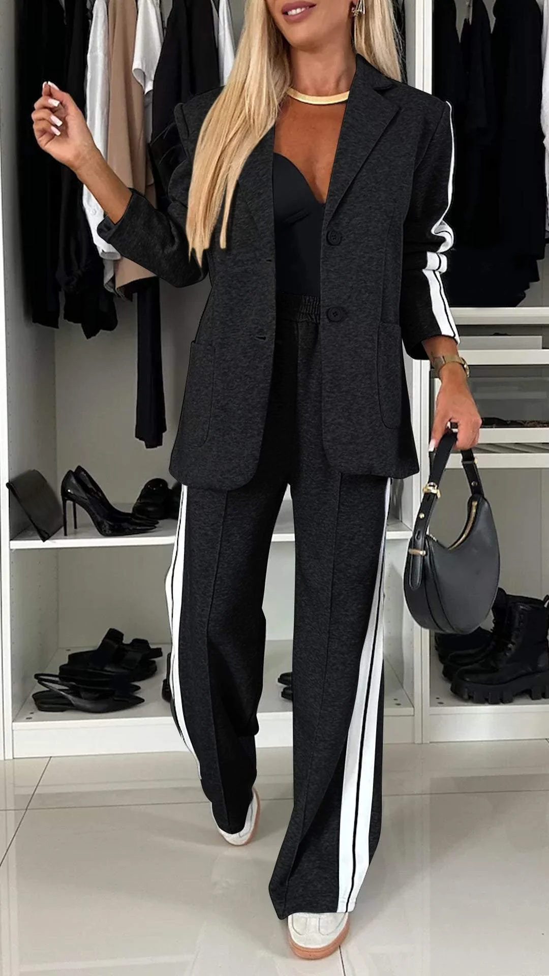 COSTUME DÉCONTRACTÉ À MANCHES LONGUES POUR FEMME