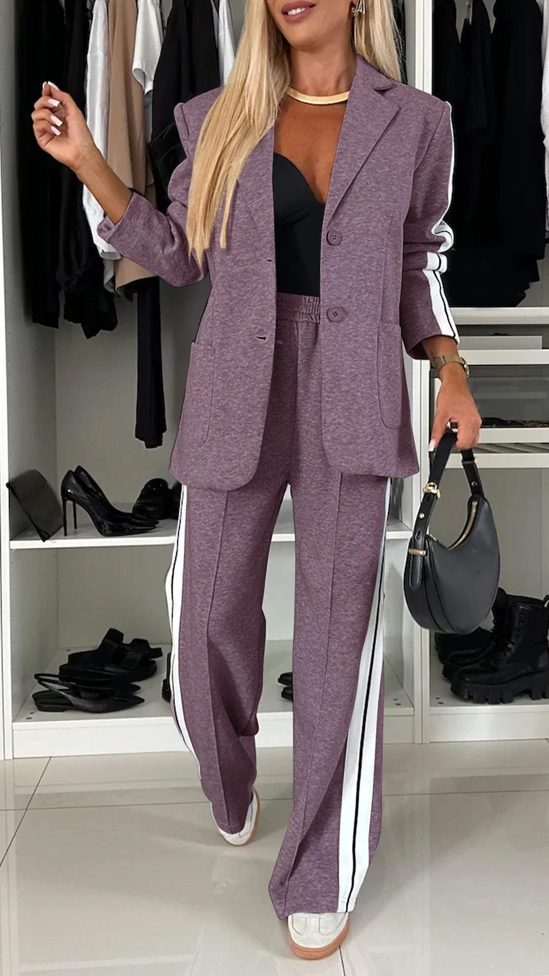 COSTUME DÉCONTRACTÉ À MANCHES LONGUES POUR FEMME