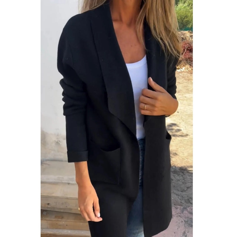 CARDIGAN AMPLE À MANCHES LONGUES ET COL COSTUME