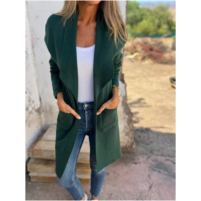 SUIT COLLAR LOOSE LONG-SLEEVED CARDIGAN